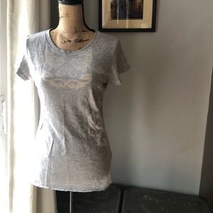 onGOSSAMER Silver and White short Sleeve Shirt with Geometric Design